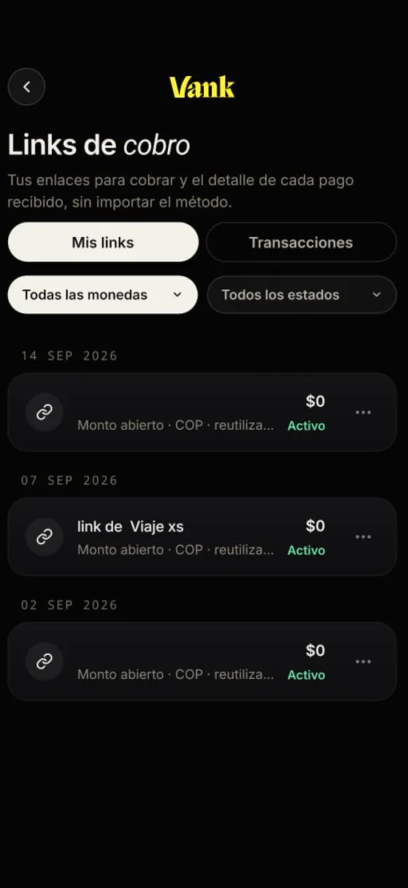 Vank App — Payment link: Get paid by card by sharing a link.